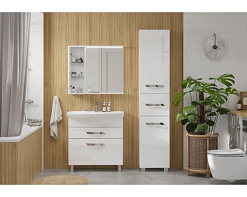 Зеркало со шкафом Volna Lake 80 L zsLAKE80.L-01 с подсветкой Белое