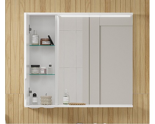 Зеркало со шкафом Volna Lake 80 L zsLAKE80.L-01 с подсветкой Белое