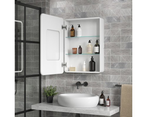 Зеркальный шкаф Reflection Circle 600х800 L RF2109SR с подсветкой Белый матовый