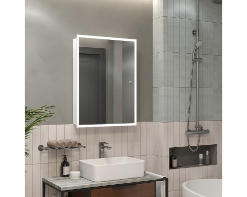 Зеркальный шкаф Reflection Cube 500х800 RF2218CB с подсветкой Белый матовый