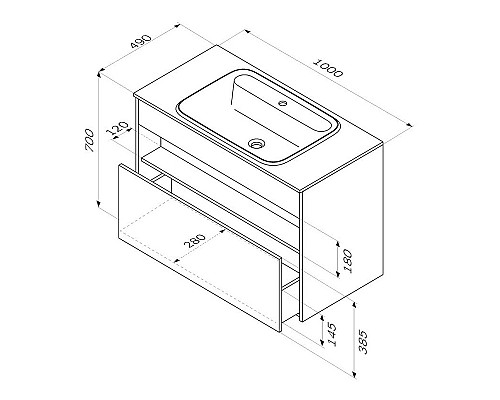 Тумба под раковину AM.PM Func 100 M8FFUX1001OF подвесная Дуб крафт