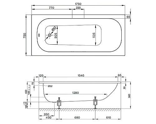 Стальная ванна Bette Form 175x75 2949-000 AD PLUS с шумоизоляцией и антигрязевым покрытием Стальная ванна Bette Form 175x75 2949-000 AD PLUS с шумоизоляцией и антигрязевым покрытием