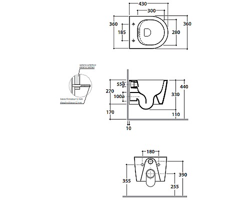 Унитаз Globo Forty3  FOS06.BI подвесной без сиденья