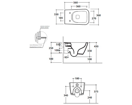 Унитаз Globo Stone STS06.BI подвесной без сиденья