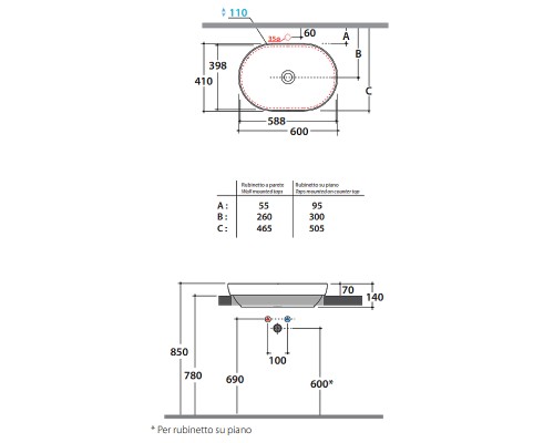 Раковина Globo T-Edge 60 B6O61.BI*0 Белая