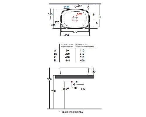 Раковина-чаша Globo Genesis 60 GE045.BI*0 Белая