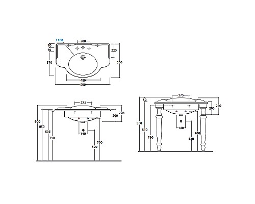 Раковина Globo Paestum 90 PA056.BI*1 Белая
