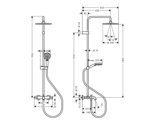 Душевая система Hansgrohe Vernis Blend Showerpipe 26899670 с термостатом Черная матовая