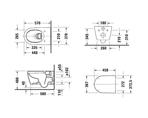 Унитаз Duravit ME by Starck 45790920A1 подвесной с сиденьем Микролифт
