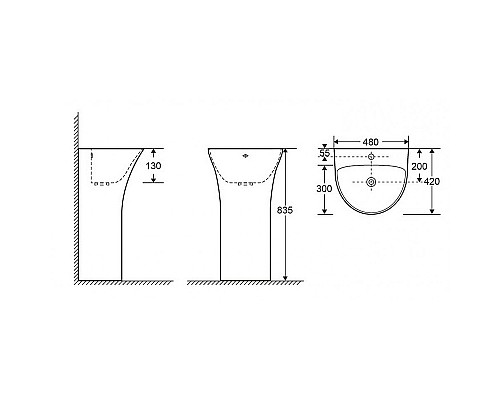 Раковина CeramaLux 48 G-307 Белая