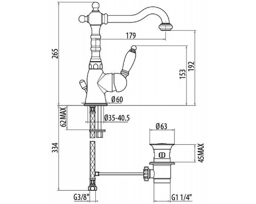 Смеситель для раковины Gattoni Orta 2741/27V0 OLD Бронза