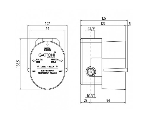 Скрытая часть для смесителя Gattoni GBOX SC0560000 G 1/2
