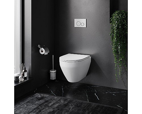 Комплект унитаза с инсталляцией AM.PM Spirit V2.0 FlashClean IS47031.701700 с сиденьем Микролифт и клавишей смыва Никель матовый