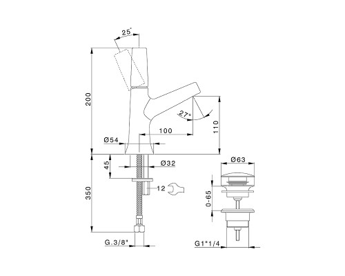 Смеситель для раковины Cisal Vita VI00051421 Хром