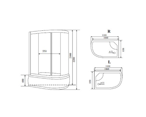 Душевая кабина Timo Standart 120x85 L без гидромассажа
