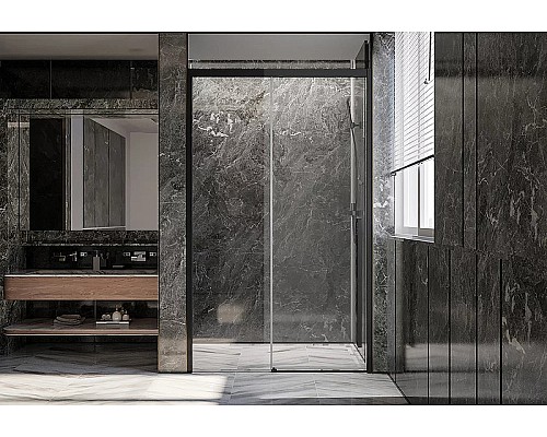 Душевая дверь Veconi Premium Trento PTD-30B 140 PTD30-B-140-01-C4 профиль Черный матовый стекло прозрачное