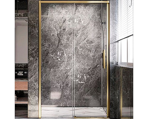 Душевая дверь Veconi Premium Trento PTD-40G 140 PTD40-G-140-01-C4 профиль Брашированное золото стекло прозрачное