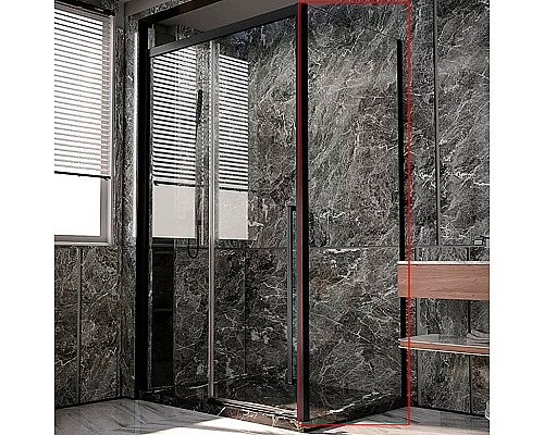 Душевая стенка Veconi Premium Trento SP-30B 80 SP30-B-80-01-C4 профиль Черный матовый стекло прозрачное