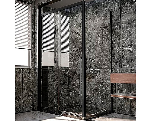 Душевая стенка Veconi Premium Trento SP-30B 80 SP30-B-80-01-C4 профиль Черный матовый стекло прозрачное