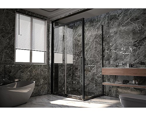 Душевая стенка Veconi Premium Trento SP-30B 80 SP30-B-80-01-C4 профиль Черный матовый стекло прозрачное