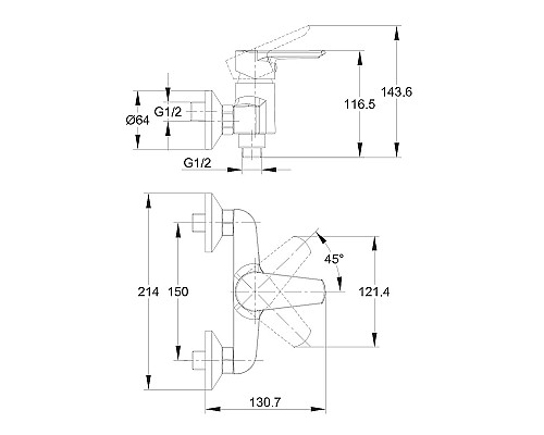 Смеситель для душа Cersanit Vero 64510 Хром