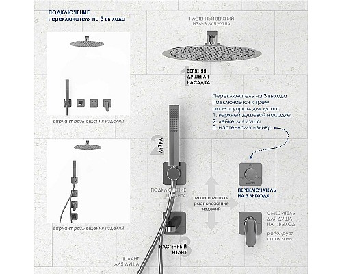 Переключатель потоков WasserKRAFT Naab A313 Хром