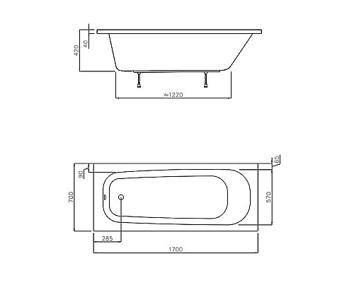 Акриловая ванна Ravak Septima 170x70 C632S00000 без гидромассажа
