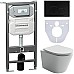 Комплект унитаза с инсталляцией Ceramicanova Balearica CN6000_1001B_1000 с сиденьем Микролифт и Черной матовой клавишей смыва