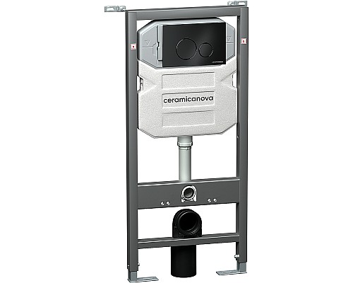Комплект унитаза с инсталляцией Ceramicanova Balearica CN6000_1001B_1000 с сиденьем Микролифт и Черной матовой клавишей смыва