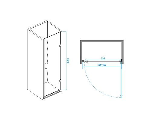 Душевая дверь RGW Passage PA-06B 60 41080606-14 профиль Черный стекло прозрачное