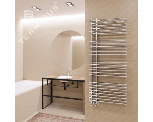 Водяной полотенцесушитель Terminus Астра П20 70х1000 4670078530493 Хром, нижнее подключение, G 1/2" ВР, с комплектом вентилей