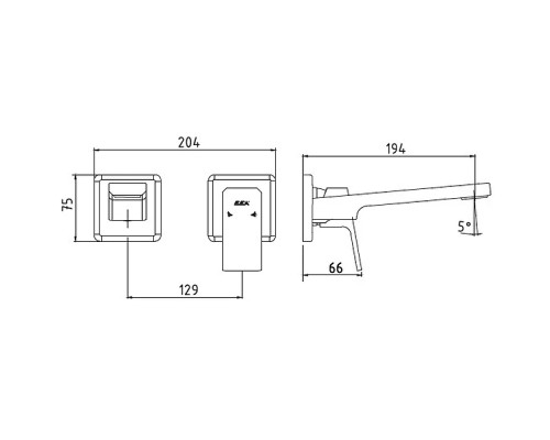 Смеситель для раковины E.C.A. Tiera 102167605C1EX-KK Черный матовый