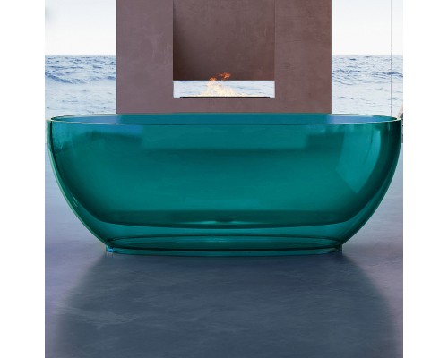 Ванна из полиэфирной смолы Abber Kristall 170х75 AT9703Aquamarin Бирюзовая без гидромассажа