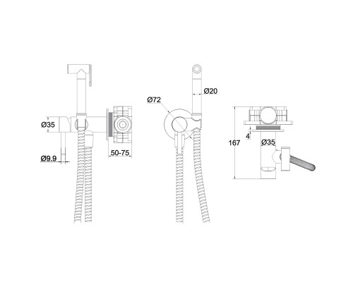 Гигиенический душ со смесителем Whitecross Y brushed gold SYSYBI2GLB Брашированное золото