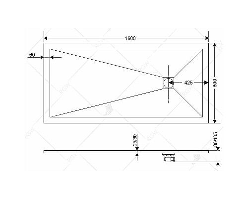Душевой поддон из искусственного камня RGW Stone Tray ST-De 160x80 16152816-13 Пустыня