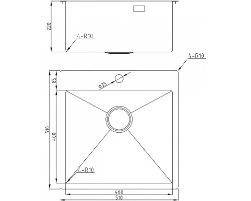 Кухонная мойка Milacio Denia 51 MC.77489 Вороненая сталь