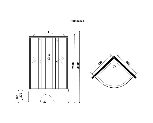 Душевая кабина Niagara Promo 80x80 P80/40/MT без гидромассажа
