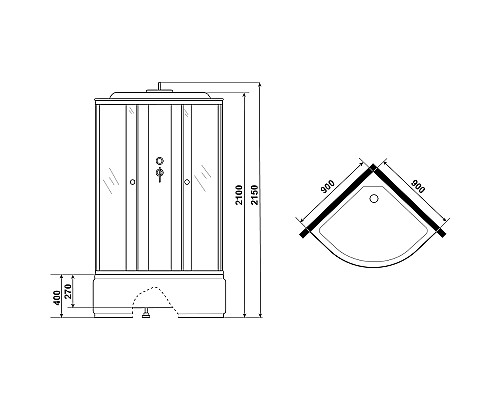 Душевая кабина Niagara Promo 90x90 P90/40/MT без гидромассажа