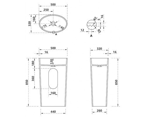 Раковина Abber Stein 50 AS2504-H Белая матовая
