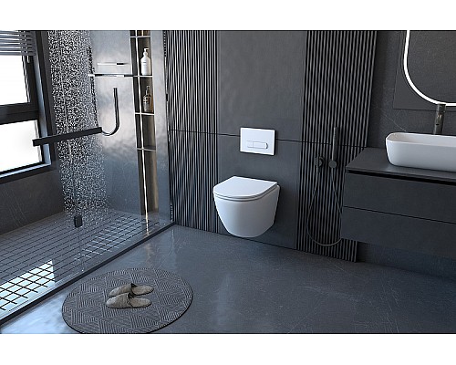 Комплект унитаза с инсталляцией Abber Bequem AC1100-AC0105-AC0120 с сиденьем Микролифт и клавишей смыва Хром