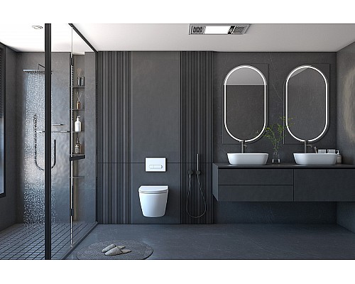 Комплект унитаза с инсталляцией Abber Bequem AC1100-AC0105-AC0120 с сиденьем Микролифт и клавишей смыва Хром