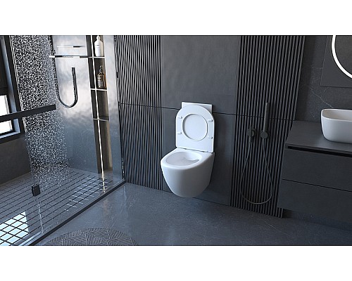 Комплект унитаза с инсталляцией Abber Bequem AC1100-AC0105-AC0120 с сиденьем Микролифт и клавишей смыва Хром