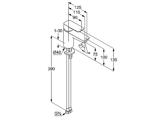 Смеситель для раковины Kludi Pure Style 400283975 Черный матовый