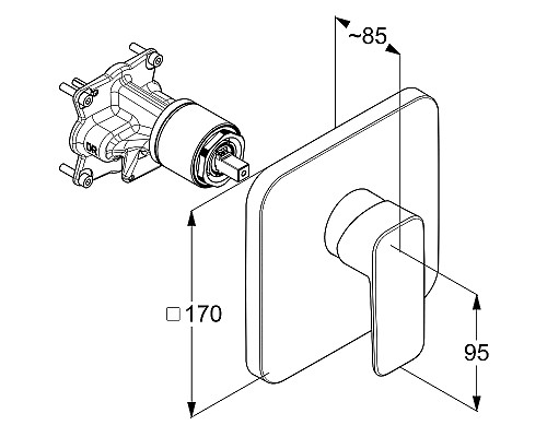 Смеситель для душа Kludi Pure Style 406553975 Черный матовый