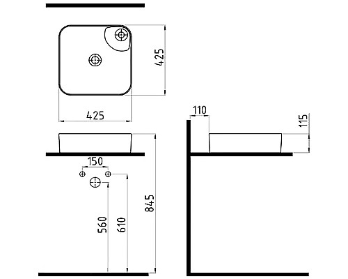 Раковина Bien Flame 43 FALG04302FD1G2000 Золото Белая