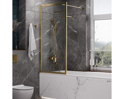 Шторка на ванну WasserKRAFT Abens 80 20W01-80 BG Fixed WasserSchutz профиль Матовое золото стекло прозрачное
