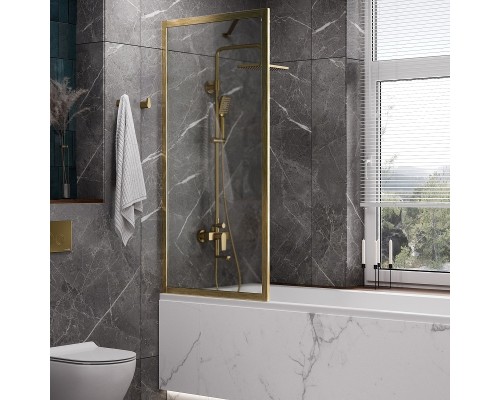 Шторка на ванну WasserKRAFT Abens 80 20W01-80 BG Fixed WasserSchutz профиль Матовое золото стекло прозрачное