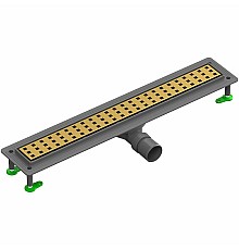 Душевой лоток Ctesi Flow Square Gold 70 BK4024640/1 с решеткой Золото