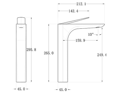 Смеситель для раковины Bronze de Luxe Icon 2041CB Черный матовый