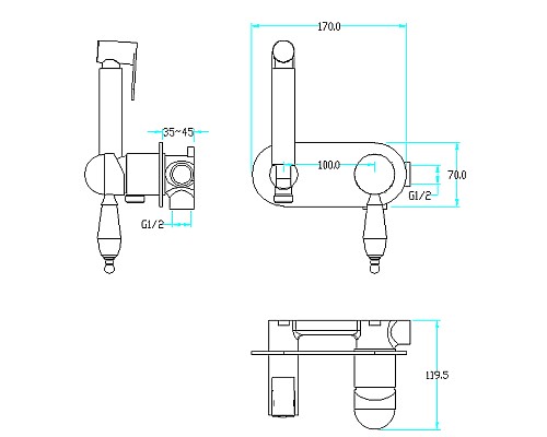 Гигиенический душ со смесителем Boheme Medici 424-BSW Бронза